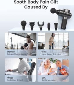 Diep weefsel rugmassagegeweer Stimulator met USB C-Opladen voor Spiermassage - Ontspanning - Beste Cadeau voor Familie - Zwart Massage gun — thumbnail 4