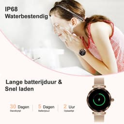 Synyq Diamond Smartwatch Dames Rosé-Goud - 39mm - AMOLED Scherm - 2 Bandjes - Horloge met Belfunctie - Bloeddrukmeter - Stappenteller - Dames Horloge -Android en iOS — thumbnail 5