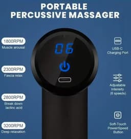 Massage Gun - Professioneel - Inclusief 4 Opzetstukken - Zwart - Massage Apparaat - Massage-gun - Massagegun — thumbnail 5