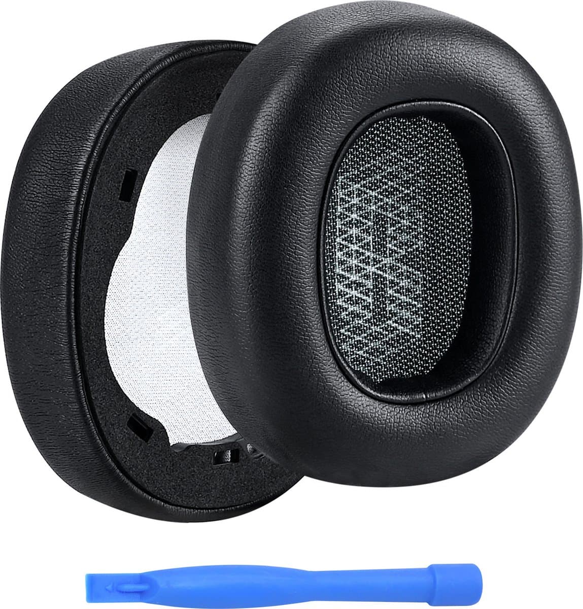 Vervangende Oorkussens voor JBL E65 (E65BT, E65BTNC)/Live 650 (650NC, 650BTNC)/Live 660 (660NC, 660BTNC)/Duet NC Hoofdtelefoons van MMOBIEL – Memory Foam en Protein PU Koptelefoon Oorkussens – Zwart — afbeelding 1