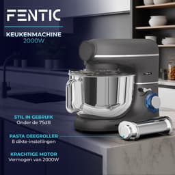 Fentic Keukenmachine - 2000W - Keukenrobot - Incl. Pastaroller en extra accessoires - 6,2L Mengkom - Foodprocessor - Pastamachine - Antraciet — thumbnail 2