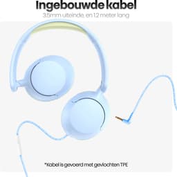 Xssive Kinder Koptelefoon met Volumebegrenzing 85dB - Koptelefoon Voor Kinderen 3-9 Jaar Met Microfoon en Kabel - Veilig Geluid - Blauw/Geel — thumbnail 2