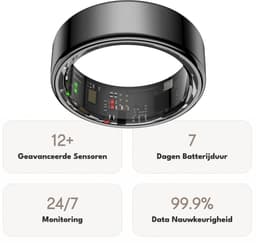 Focus® S1 Smart Ring - Zwart - Maat 8 - Hartslag - Menstruatiecyclus - Slaap Monitor - Slimme Ring - Sport Prestatie - Stappenteller -IP68 Waterdicht - O2 Meting - Dames - Heren - Wearables - Oplaad Case - beschermring — thumbnail 3