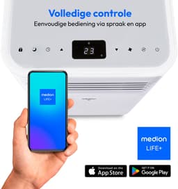 MEDION Smart Mobiele Airco P901 (9000 BTU, 3-in-1, Koelen, Ontvochtigen, Ventileren, tot 32m², incl. Raamafdichtingskit, voor Slaapkamer en Woonkamer, WiFi, App-Functie, Afstandsbediening, MD 37732) — thumbnail 5