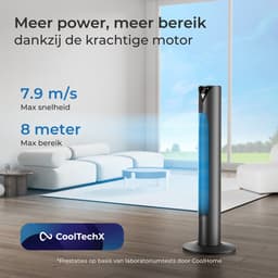 CoolHome CF2205 Ventilator - Stille torenventilator met afstandsbediening - Waaier met timer - Ventilator staand - Tower fan met dimbaar LED scherm - 96 cm - Zwart — thumbnail 5
