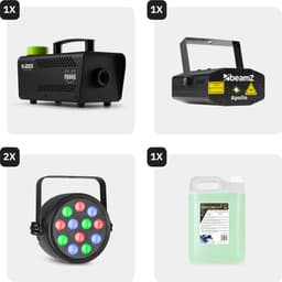 BeamZ lichtset met laser, PAR spots en 500W rookmachine met 5 liter rookvloeistof — thumbnail 2