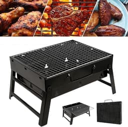 Soroh® - Opvouwbare BBQ -Draagbare opvouwbare grill met rooster -Portable Vouw Barbecue - Festival BBQ - Camping - Tafel - Zomer - Rechthoekig - 40 x 27 x 20cm - Zwart — thumbnail 4