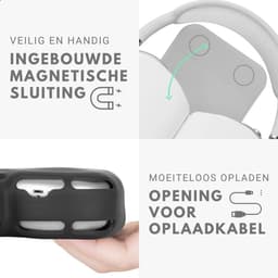 Ainy - Wit Case Accessoires - Koptelefoon hoes geschikt voor Apple Airpods Max | Zacht Polyester Siliconen Syntetisch Leer materiaal | Magneet sluitingen — thumbnail 4