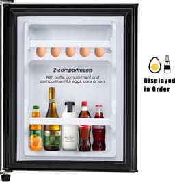 Merax Mini Koelkast - Koel-vriescombinatie 60L – 2-deurs – 22L Vriezer met 38L Koelruimte – Energieklasse E – LED Verlichting – Zwart – Compact Design — thumbnail 5