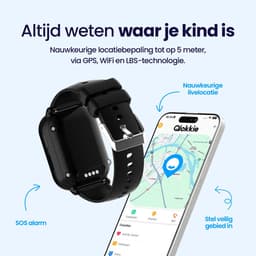 Qlokkie Kiddo Mini - GPS horloge kind - Smartwatch kinderen - GPS tracker kind met nauwkeurige locatiebepaling - GPS horloge kind met simkaart - Stel veilige zones in - SOS functie - Zwart — thumbnail 3