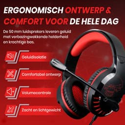 Spirit of Gamer Headset – Kinder Koptelefoon - Koptelefoon - Microfoon – Geschikt Voor Headset Nintendo Switch/PS5/PS4/Xbox Series X/S/Xbox One/Pc – Ruisonderdrukkende Microfoon – Verstelbare hoofdband – Helder geluid – Zwart/Rood — thumbnail 3