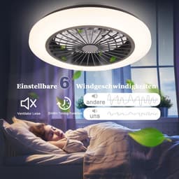 NETTLIFE Plafondventilator met Verlichting - zwart en wit - LED 40W - Dimdaar met Afstandsbediening - 6 standen - Timing - Stil - 3000-6500K - Moderne Woonkamerlamp - voor Slaapkamer | Eetkamer - 49CM — thumbnail 5