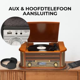 Denver Retro Platenspeler - Ingebouwde Speakers en Versterker - DAB Radio - Radio CD Speler - MRD51 - Hout — thumbnail 5