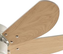 Lindby - Plafondventilatoren met verlichting - 1licht - Staal, MDF, glas - H: 36.5 cm - E14 - wit, beuken — thumbnail 4
