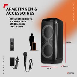 Partybox - Fenton Core130 - Bluetooth speaker met lichteffecten - Met microfoon en oplaadbare accu — thumbnail 4