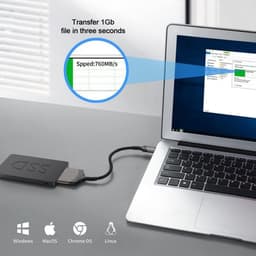 Mrs. Jones SATA naar USB - Nylon Gevlochten Kabel - 25 inch SATA Harde Schijf Converter Adapter - SSD/HDD Gegevensoverdracht . — thumbnail 5