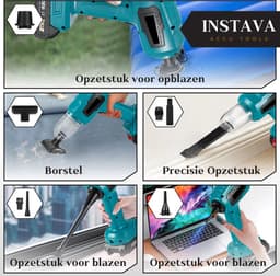Instava - Accu Auto Stofzuiger incl. 2x Accu (2.0Ah) - Geschikt voor Makita 18v Accu - Handstofzuiger Draadloos - Autostofzuiger - Kruimeldief - Mini Stofzuiger — thumbnail 3