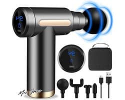 Mrs. Jones Mini-spiermassagegeweer ultrastil 6 snelheden 4 massagekoppen LCD-scherm draagbaar elektrische stimulators spierpijn verlichten .