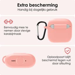Hoes - Geschikt voor Apple AirPods 4 / 5 - Siliconen Hoesje met Clip - Silicone Case Cover - Lichtroze — thumbnail 5