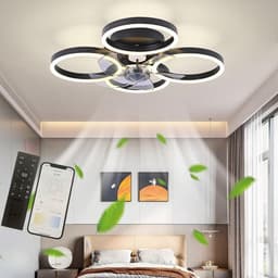4 Ringen Ventilator - Zwart - 60 cm - Smart Lamp - Kroonluchter - Dimbaar Met Afstandsbediening - 64W — thumbnail 5