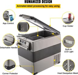 Auto Koelkast Compressor - 45L - Auto Mini Koelkast - Mini Koelkast - Koelkast Tafelmodel Met Vriesvak - Met Batterij Beschermingssysteem - Voor Zowel Binnen Als Buiten Gelegenheden - Boot, Vrachtwagen, Auto — thumbnail 1