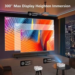 HFL Goods Projector - 1080P En 4K ondersteunt - Uitgerust Met 3D En Android-Compatibiliteit - Ideaal Voor Zowel Binnen Als Buitenfilms - 10.000 Lumen Helderheid - Naadloze Verbinding Via: IOS, WiFi 5G, En HD - Wit met Zwart — thumbnail 3