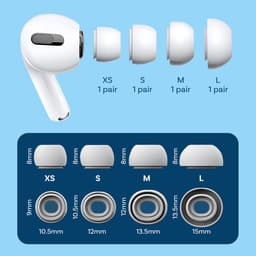 MMOBIEL 4 Paar Vervangende Oordopjes Tips Geschikt voor AirPods Pro Gen 1 & 2 - Antislip Siliconen Oordopjes met Ruisonderdrukkingsgat, Draagbare Opbergdoos en Passen in Oplaadcase – XS/S/M/L – Wit — thumbnail 3