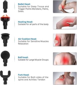 Massage Pistool Met Warmtefunctie - Active Massage Gun Spiermassage Pistool Stimulator Met Type-C Opladen - Herstel van Spierontspanning - Beste Cadeau voor Familie - Zwart — thumbnail 3