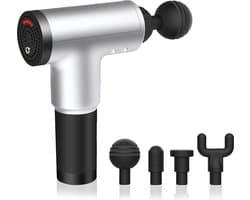 Spiermassagepistool - 6 niveaus snelheid - 3200 omw/min - 4 koppen - zilver
