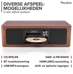 Premium DAB radio - Audizio Lunata - Bluetooth radio met CD speler - High-end speakers - Hout/zwart — thumbnail 4