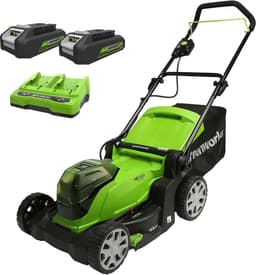 Accu Grasmaaier - Snoerloos Maaiwerk - Gazon Onderhoud - Dubbele Accu Poort - 41cm Maaibreedte - Groen Zwart — thumbnail 1