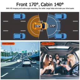 Dashcam voor in de auto met dubbele opnamefunctie voor en achter | Camera aan de voorzijde 1080P & ingebouwde camera 720P, 170° groothoek, nachtzicht, compacte dashcam, geschikt voor auto's, 24-uurs parkeerbewaking, — thumbnail 2
