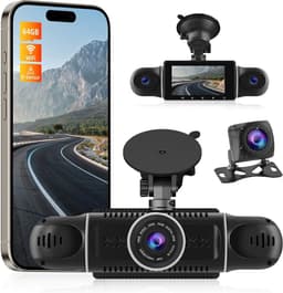 Dashcam – Auto Camera – Rijcamera – Bewakingscamera – 360° Dashcam – 4 Camera’s Met Wifi – 64GB Geheugenkaart & G-Sensor Met Parkeermodus — thumbnail 1