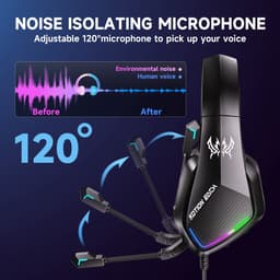 KOTION EACH G5000 Gaming Headset - Over-ear Koptelefoon met Microfoon - RGB Verlichting - Geschikt voor Nintendo Switch,PS5, PS4, Xbox Series X|S, Xbox One, Mobile & PC - Zwart — thumbnail 4