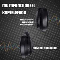Koptelefoon - Bluetooth - Draadloos & Bedraad - ANC - HiFi Geluid - Zwart - Langdurige Batterij - Geschikt voor Consoles, Smartphones, Tablets & Computers — thumbnail 4