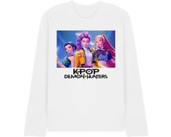 Kpop Demon Hunters Heroic Huntrix Huntrx Unisex T-shirt met lange mouwen - Wit - XL