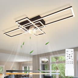 NETTLIFE Moderne Plafondlamp met Ventilator LED - 94cm - 6 Standen - Dimbaar - Met Afstandsbediening en Timer - Voor Woonkamer Eetkamer Slaapkamer — thumbnail 1