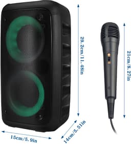 Draagbare Bluetooth Speaker – Draadloze Luidspreker met Kleurrijke LED-verlichting – Hoge Volume Output – Incl. Microfoon – Voor Buiten, Feesten & Camping – Zwart — thumbnail 4