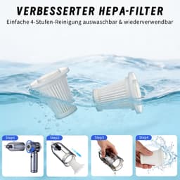 Glitzerlife - Handstofzuiger, Accu, Mini-Stofzuiger, Draadloos, 25000 Pa, Handstofzuiger, Sterk, 4-In-1 Autostofzuiger Met Borstelloze Motor, 3 Standen, DraagGlitzerlife -bare Stofzuiger Voor Auto - Grijs-Wit — thumbnail 2