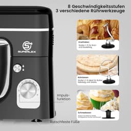 Krachtige Keukenmachine 1300W met 5L RVS Kom en 8 Snelheden — thumbnail 2