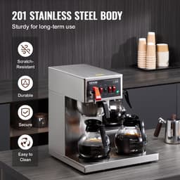 VEVOR Commercieel Druppelkoffiezetapparaat Koffiezetapparaat 3 Glazen Karaffen 12 Kopjes — thumbnail 3