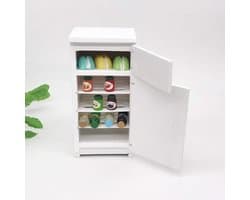 Witte Minikoelkast Model - Keukensteun Meubel - Fotografie Rekwisiet - Stijlvol Compact Ontwerp - 13 x 6.2 x 5.4 cm