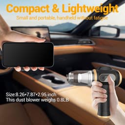 Draagbare autostofzuiger, draadloze mini handstofzuiger, oplaadbaar, met lcd-display en meerdere mondstukken, krachtige handstofzuiger voor auto, huis, kantoor, bank, dierenharen en toetsenbord (zwart) — thumbnail 4
