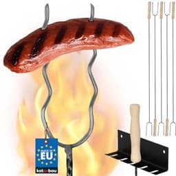 KOTARBAU® 5 Stuks Grillspiesen, Staal, 100 cm, Spiesen met Houten Handvat, met Haak, Lange Spiesen, Kampvuur Vork, Stevige Grillspiesen — thumbnail 1