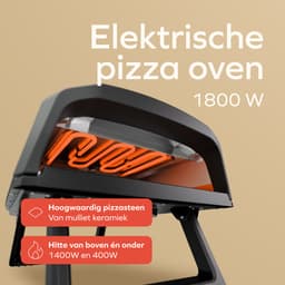 KitchenBrothers Pizza Oven - Elektrisch - Tafelmodel - PFAS-vrij - Inklapbaar - Pizzasteen - Pizza maker - Pizzaoven voor Buiten en Binnen - Zwart/Grijs — thumbnail 3