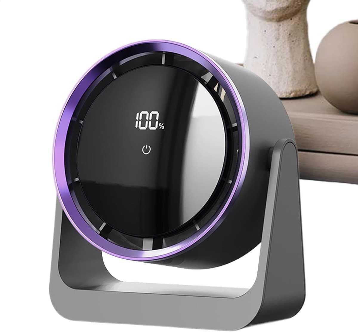 Tafelventilator - Ventilatoren - USB-burea ventilator met LED-display - Stille oplaadbare USB-burea ventilator - krachtige persoonlijke luchtverfrisser - Wandventilator - Zuinige Ventilator - wandgemonteerde slaapkamerventilator - 1 stuk(grijs) — afbeelding 1