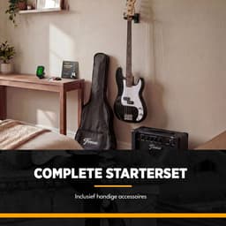 Finesse Elektrische Basgitaar met Versterker - Starterset - Volwassenen - Kind - Zwart — thumbnail 2