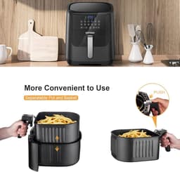 GRIFEMA GC2001 Oil Fryer 6.5L/1800W With Touch Screen LED Screen, Hot Air Fryer, 12 Presets for Fast Air Cycle, 60 Minutes Time and Adjustable Temperature, Black — thumbnail 3