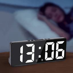 longziming -Digitale Wekker voor Slaapkamer – LED Klok met Temperatuur – Instelbare Helderheid – Zwart/Wit — thumbnail 3