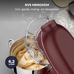 Fentic Keukenmachine – 2000W – Keukenrobot – Foodprocessor - 6,2L Mengkom – Incl. Vleesmolen, Blender en extra Accessoires – Rood — thumbnail 4